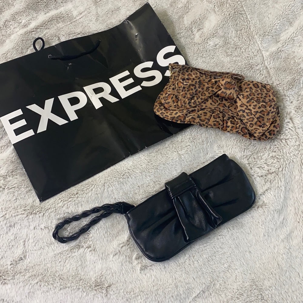 Express Leopard Print and Black Wristlets